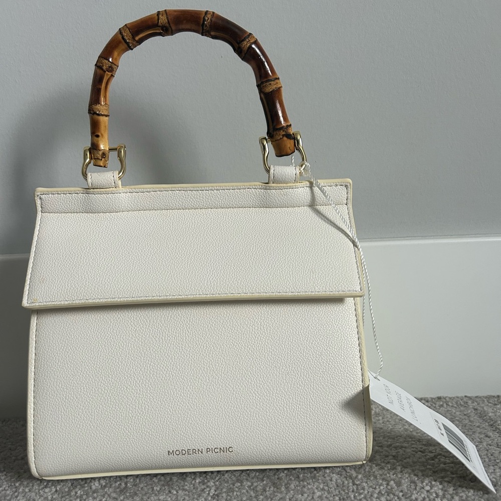 Modern Picnic White Leather Lunch Bag